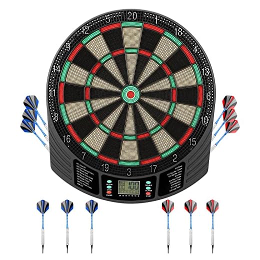 Biange Electronic Dart Board, Soft Tip Digital Dartboards, 18 Games and 189 Variants with 6PCS 18g Darts, 100 Tips