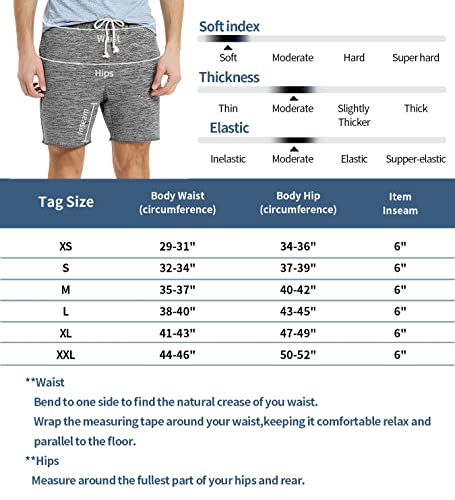Zengjo Mens Sweat Shorts With Pockets 6 Inch Inseam(Marled Blue,M) #TOP2