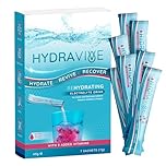 Hydravive® Rehydration Electrolytes Powder - High Strength Vitamin C and All 8 B Vitamins: B1, B3, B5, B12 Supplement Sachet Drink - Effervescent Electrolyte Hydration Tablets - 7 Pack Berry Blast