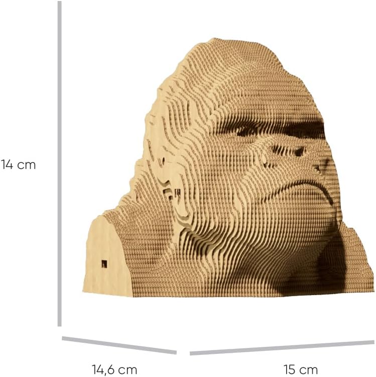 Gorilla Cardboard 3D Puzzle, 116 Pieces, 6 × 6 × 5 inches, Recycled Materials, DIY Sculpture Kit