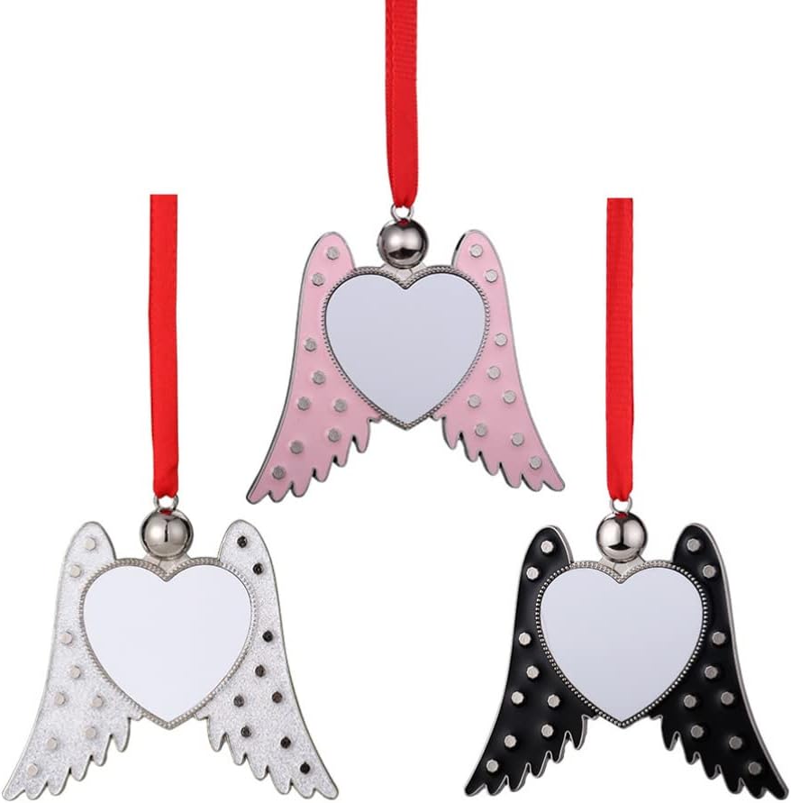 Yardwe 3pcs Christmas Tree Pendants Blank Sublimation Ornaments for Crafting Stylish Holiday Decorations for Family and Friends Chic Wing-Shaped Xmas Decor