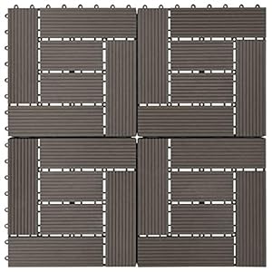 ZHOUMIN WPC-plafondtegels, 11 stuks 30 x 30 cm, 1 m², donkerbruin, AR, tegels voor plafond, tuintegels van PC, tegels voor buiten, tegels