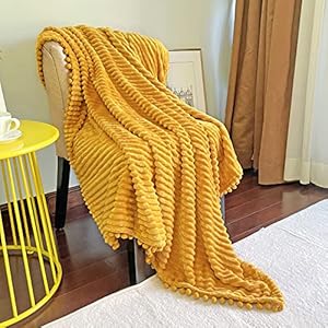 DISSA Fleece Blanket Throw Size – 51×63, Yellow – Soft, Plush, Fluffy, Fuzzy, Warm, Cozy – Perfect Throw for Couch, Bed…