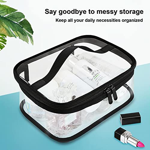 Clear Makeup Bag, Kememo 2PCS Portable Cosmetics Bag Transparent Toiletry Bag with Handle Zipper Waterproof Travel Storage Pouch by Kememo - Image 2