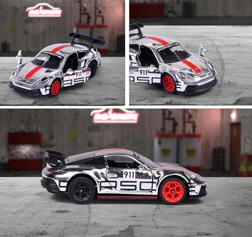 Image of Majorette Porsche 911 GT3 Cup (992) Die-Cast Model Car, Metal Body with Rubber Tyres, Silver