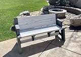 Convert-a-Bench Folding Resin Picnic Table and Bench | Platinum White Birch