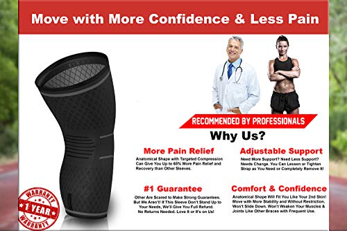 Athledict Knee Brace Compression Sleeve With Strap For Best Support & Pain Relief For Meniscus Tear, Arthritis, Running, Basketball, Mcl, Jogging And Recovery For Men & Women (Black, Medium) #TOP2