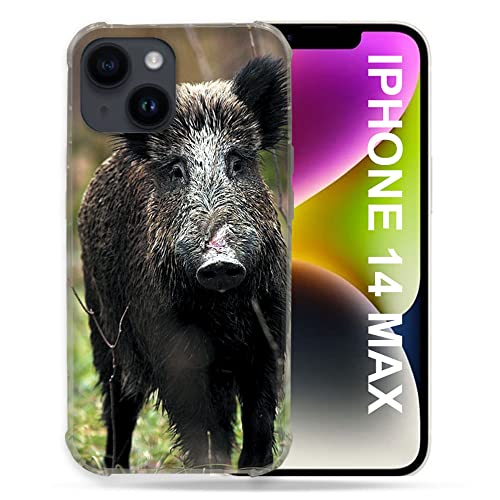 Coque pour iPhone 14 Plus Chasse Sanglier Bois étui rigide etui motif chasseur nature