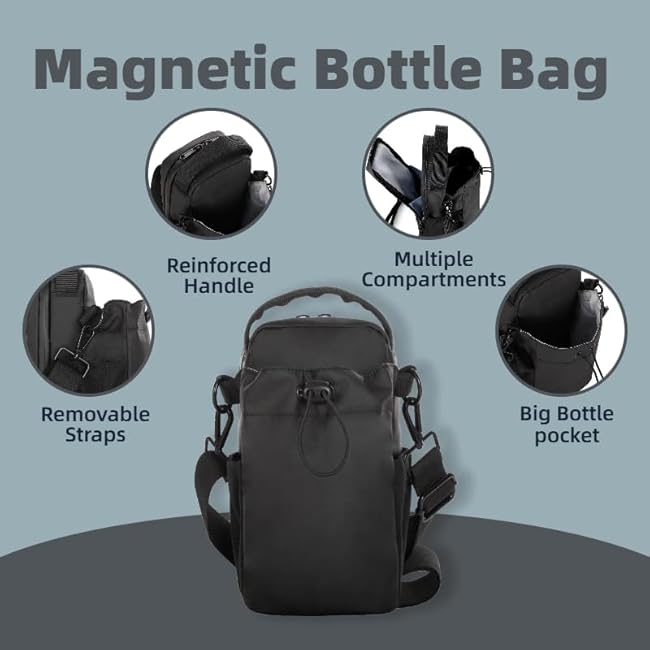 Upgraded Magnetic Gym Bag, Magnetic Water Bottle Holder Bag with Leakproof Material, Hands-Free Workout Sling Bag for Men & Women, for Fitness, Hiking, Outdoor and Daily Use