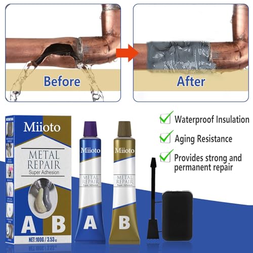 High Strength Metall Kleber, Zwei Komponenten Kleber, 2 Komponenten Kleber, Flüssiger Metallkleber zum Verbinden von Metall mit anderen Materialien, Lotpaste zur Reparatur von Gussfehlern(50g*2)