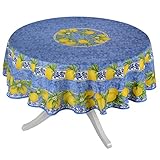 Provence Imports Citrus Blue French Provencal Polyester Tablecloth - 70 inch Round
