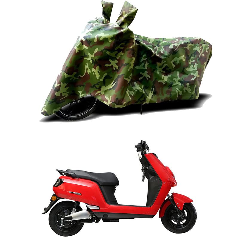 Image of 100% Water Resistant Full Bike Scooty Two Wheeler Body Cover Compatible for Benling Icon /UV-Rays /Heat Protection /Birds Dropping /Scratchproof /Dust Proof /Waterproof /All Varients[Green MJ]