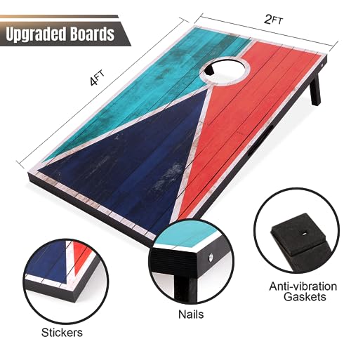 Image of Cornhole Set 4x2 and 3X2 Regulation Size Corn Holes Sets with Carrying Bags & 8 Bean Bags Cornhole Boards Bean Toss Games for Adults Family Outdoor Beach Lawn Outside Backyard Games