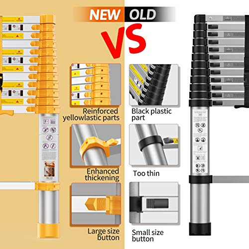 Boweiti Telescoping Extension Ladder 12.5Ft Heavy Duty Upgrade,Aluminum Telescopic Ladder With Upgrade Material/Accessories #TOP1