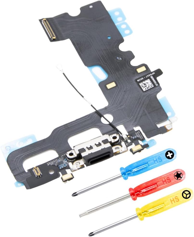 MMOBIEL Dock Connector Compatible with iPhone 7 2016 - Charging Port Flex Cable - Headphone Port/Microphone/Antenna Replacement - Incl. Screwdrivers - Black