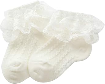 Baby Girls Lace Princess Eyelet Socks Double Layer Ruffle Frilly Dress Short Socks Infant Sweet Knit Floor Hosiery