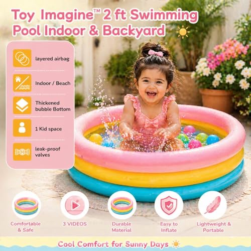Image of 2 Ft Inflatable Swimming Pool for Adults & Kids with Electric Pump | Large Rectangular Family Pool | Thick PVC Leak-Proof Portable Bath Tub for Garden, Terrace, Outdoor Summer (C 2FEET)