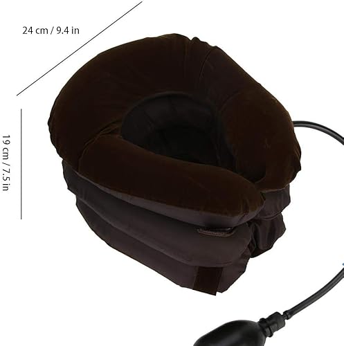 Miniatura 2 de Zerodis Almohada cervical inflable portátil espesa aire inflable almohada cuello en forma de U vértebra cervical tractor almohada café