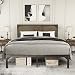 Urest Industrial Full Size Bed Frame with Headboard/Metal Platform Bed Frame/Mattress Foundation/Strong Slat Support/No Box Spring Needed, Snow Brown
