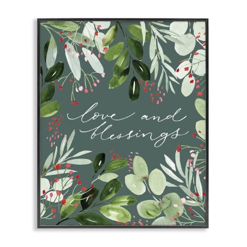 Love Blessings Floral Leaves, 16 x 20 Inch Framed Giclée Print
