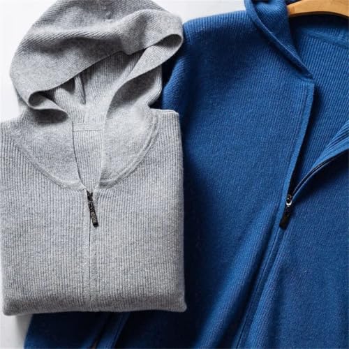 Men's Cashmere Casual Hooded Cardigan Men Zipper Sweater Winter Thickened Cashmere Sweater Hooded Coa3