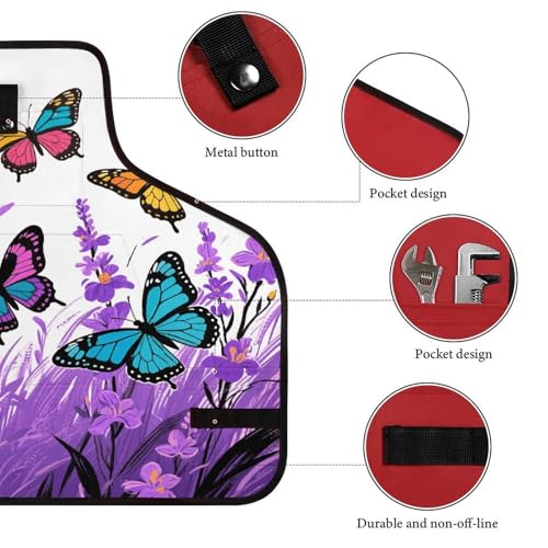 Delantal para Carpintero con Mariposas Coloridas y 9 Bolsillos miniatura 3