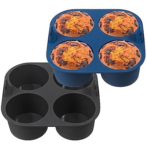 webake Silikonowa tacka na muffinki do frytkownicy powietrznej, 2 szt., 8 cm, duże etui na muffiny, gigantyczne formy do babeczek, foremki do pieczenia babeczek, ciast, puddingu, 18,5 x 18 x 5 cm