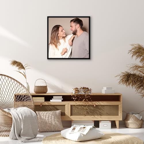 Americanflat 24x24 Picture Frame with Polished Plexiglass - Streamline Collection - Thin Border Square Frame for Wall Display - Hanging Hardware Included - Black