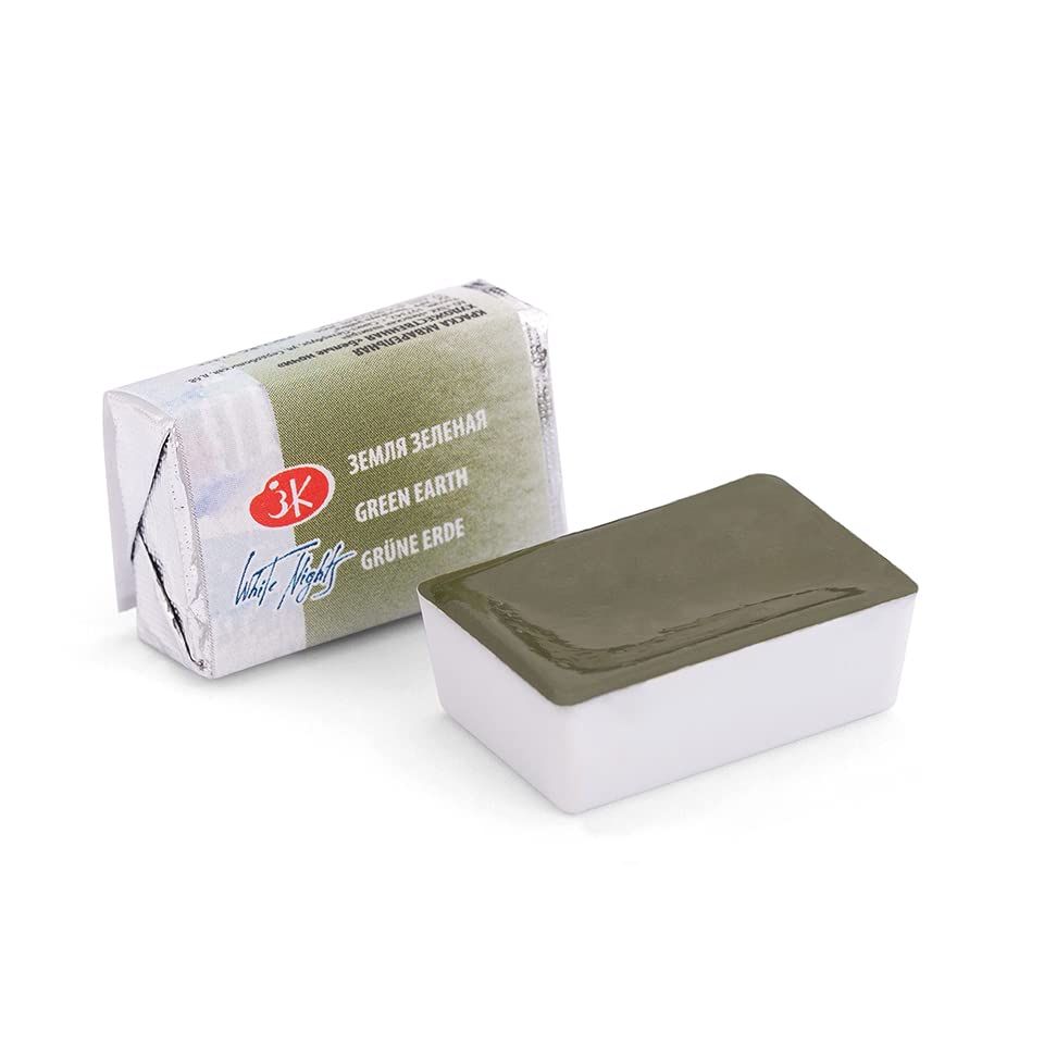 White Nights Extra-Fine Artist Watercolor Full Pan 2.5 ml Green Earth