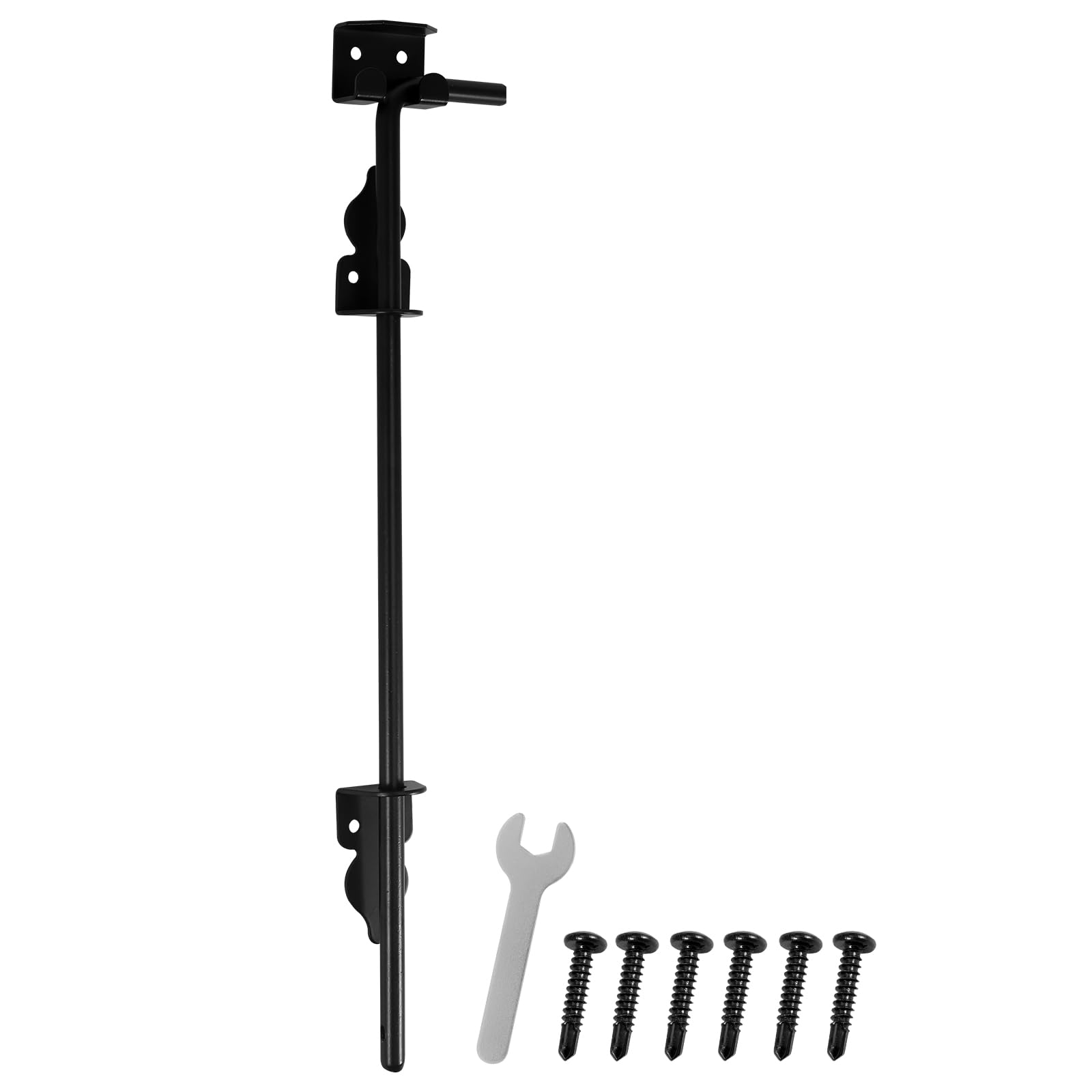 Nihuifdpy 1Pcs Cane Bolt Gate Drop Rod Kit 12 Inch Heavy Duty Iron Gate Ground Latch Multipurpose Fence Ground Latch Gates Doors Stopper Cane Bolt Hardware For Wooden Fence Gates(12Inch,)