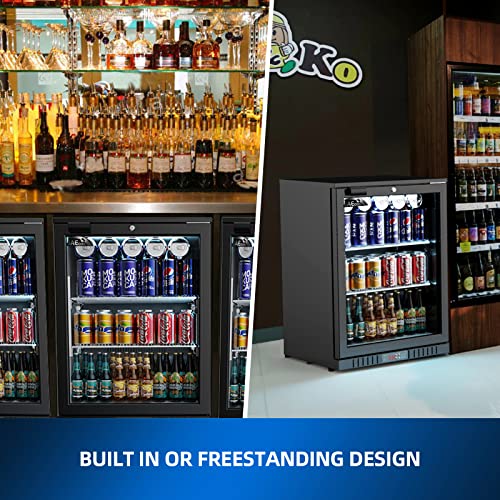 Jaecool Back Bar Cooler Commercial Counter Height Refrigerator With Glass Door, 3.6 Cu Ft Beverage Cooler Undercounter Refrigerator, Commercial Display Fridge, Auto-Defrost,Eco-Friendly Compressor,Etl #TOP6
