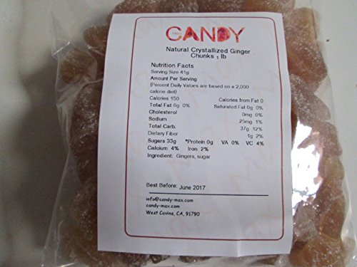 Crystallized Candied Ginger Chunks-Unsulfured, 2.5 pound