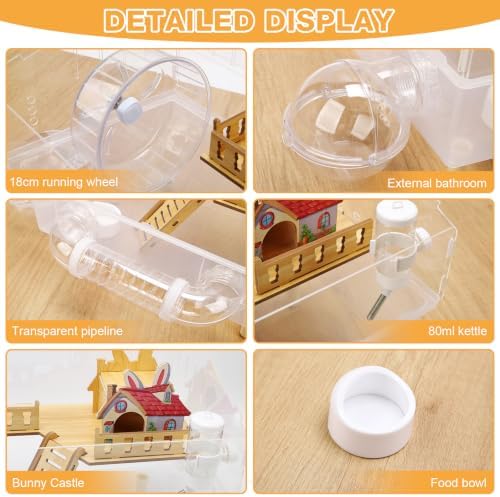 Acrylic Hamster Cage,2 Tier Double Decker Hamster Habitat with Wooden Accessories & Tubes for Dwarf Syrian Hamsters,Gerbils & Pet Mice — 사진 5
