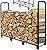 CONNOO 4ft Firewood Rack Stand Heavy Duty Firewood Log Rack Holder Fireplace Wood Storage Holder for Indoor Outdoor Metal Pile Log Stand Stacker Holder, Matte Black