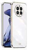 EASSGU [Telaio Elettrolitico Custodia per HUAWEI Mate 50 Pro (6.74" Inches) Cover Protettiva in Morbido Silicone TPU - Bianco