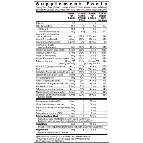 Rainbow Light Multivitamins For Kids, Vitamin B, Zinc & Iron, Prebiotics, Nutri Stars Provides Brain & Nervous System Support, Pineapple Orange, 120 Chewable Tablets #TOP7