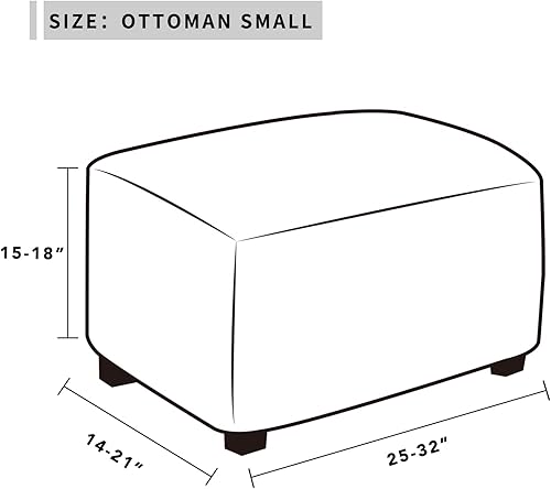 Vista 167 de Easy-Going - Funda elástica para taburete otomano, funda protectora para muebles, funda rectangular con parte inferior elástica Beige