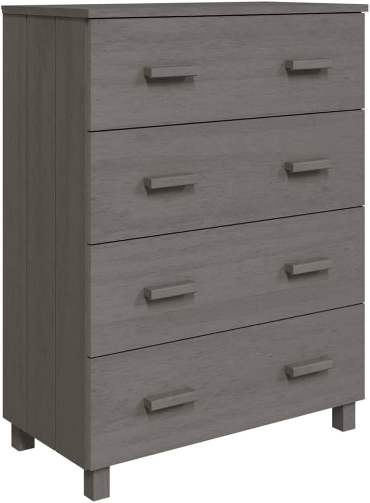 vidaXL Sideboard, Bar Buffet Cabinet with Drawers, Console Cabinet for Kitchen Dining Room Living Room Hallway, HAMAR Light Gray Solid Wood Pine