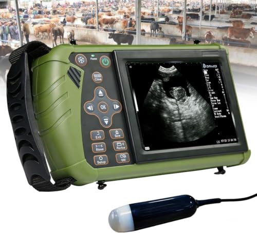 Image of LPLYAA Portable Veterinary Handheld Ultrasound Machine, 3.5MHz Convex Probe, Waterproof Pregnancy Detector for Dogs, Pigs, Sheep, Goats, HD Screen with Rechargeable Battery
