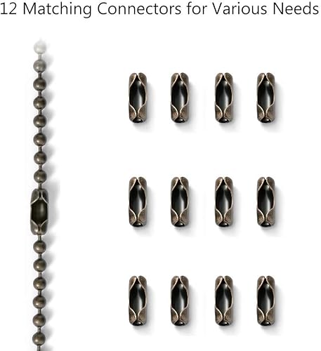 Miniatura 7 de Cadena de extensión para ventilador de techo, 120 pulgadas de cobre a prueba de óxido de 0.118in, cadenas de extensión con 12 conectores, color