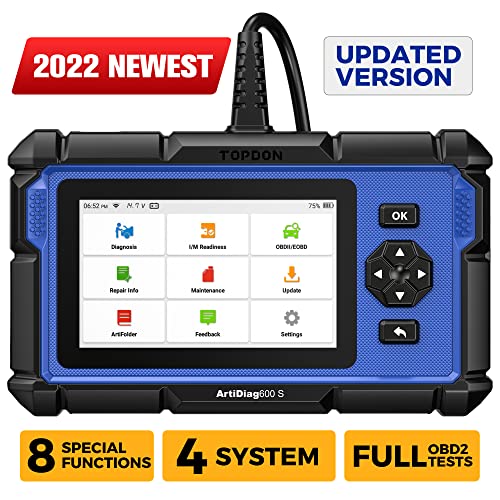 OBD2 Scanner TOPDON AD600S Scan Tool, Code Reader, Diagnostics Scanner for ABS/SRS/at/Engine, 8 Reset Service, Oil/BMS/SAS/DPF/TPMS/Brake Reset/ABS Bleeding/Throttle Adaptation, Free Lifetime Upgrade