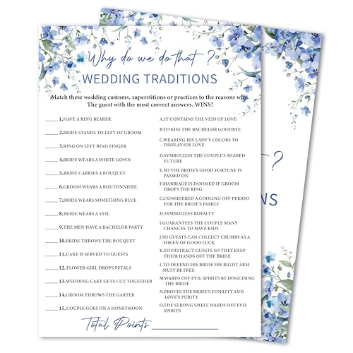 Blue Floral Bridal Shower Games for 30 Guests, Why Do