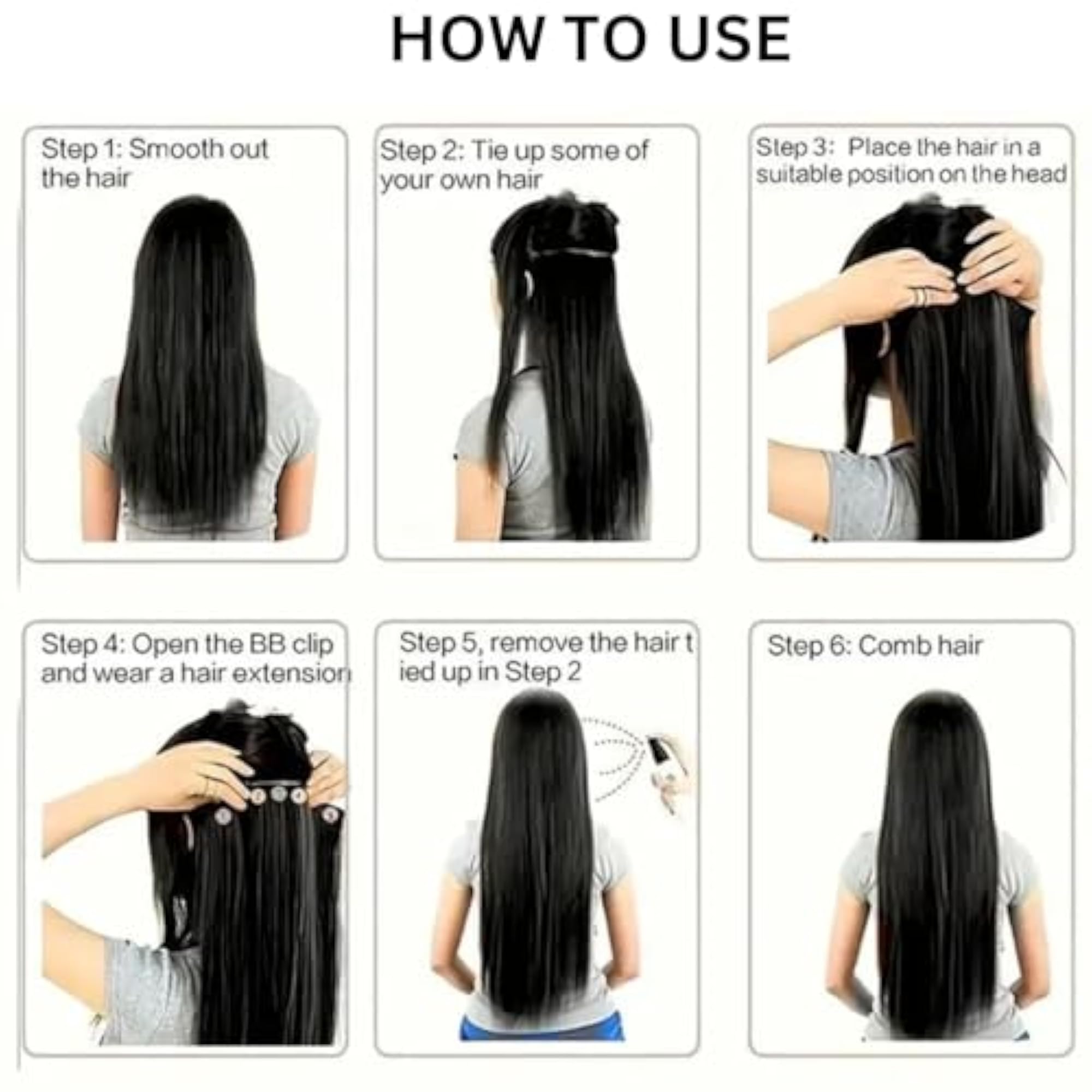 5 Clips 24 Inch Black Curly/Wavy Hair Extensions and Wigs