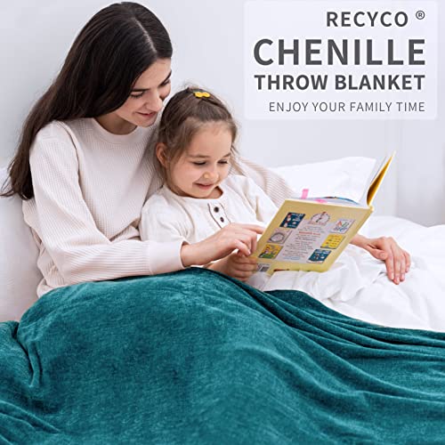 Recyco Throw Blanket Soft Cozy Chenille Throw Blanket With Fringe Tassel For Couch Sofa Chair Bed Living Room (Teal, 60'' X 80'') #TOP3