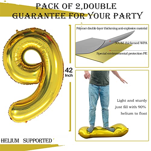 GOER Number 90 Balloons for 90th Birthday Party Decorations,42 Inch Jumbo Foil Helium Balloons for 90th Anniversary (Gold) by GOER - Image 2
