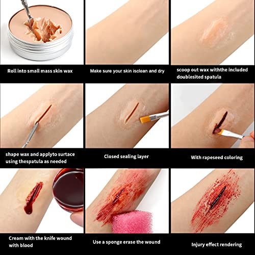 Immetee Scar Wax Sfx Makeup Kit, Face & Body Paint, Christmas Halloween Makeup Kit, Fake Blood, Painting Brushes, Spatula, Stipple Sponge, Stage Theatrical Party Cosplay, Carnival #TOP5