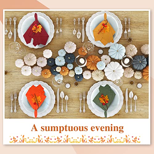 Remagr Set Of 8 Fall Thanksgiving Cloth Napkins With Maple Leaf Napkin Rings Set Harvest Reusable Cotton Fabric Cocktail Napkins Autumn Napkin Rings Holders For Holiday Dinner Table (Vivid Style) #TOP4