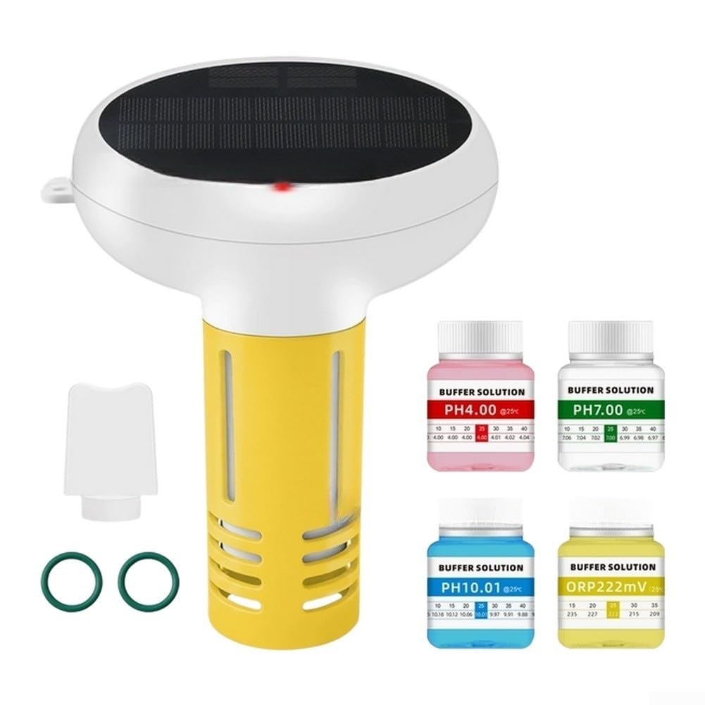 Analizzatore intelligente digitale 7 in 1 per piscina per controllo della temperatura della conducibilità di Orp di salinità del cloruro di pH con collegamento dell'app Tuya bianco e giallo (B)