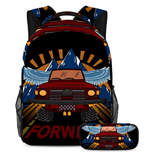 Sac à dos fille et garçon avec trousse multicolore pour le collège et grand daypack