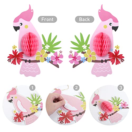 Image of KESOTE 6 Pieces Hawaiian Tropical Parrot Bird Honeycomb Hanging Party Decorations, Summer Tiki Bar Party Decor, Rainforest Decorations Garden Yard Room Decor (Pack of 2)
